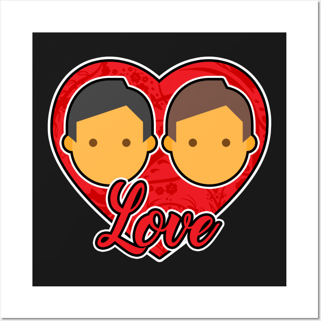 Valentines Day Gay Men Couple Wall Art by RadStar